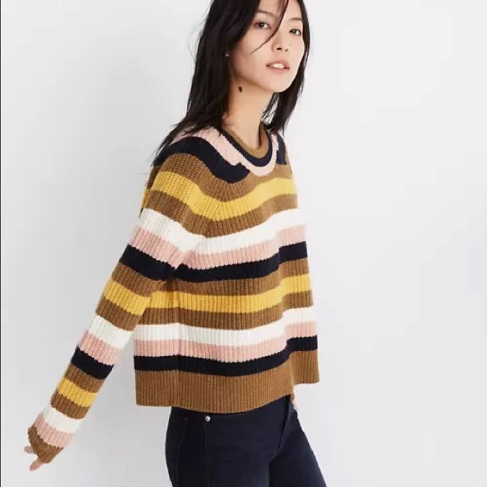 Madewell Striped Tilden Pullover Sweater Medium - Picture 3 of 13